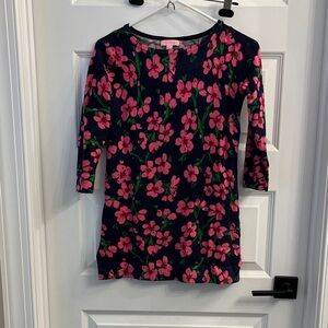 Lilly Pulitzer Navy and Pink Floral Sweater